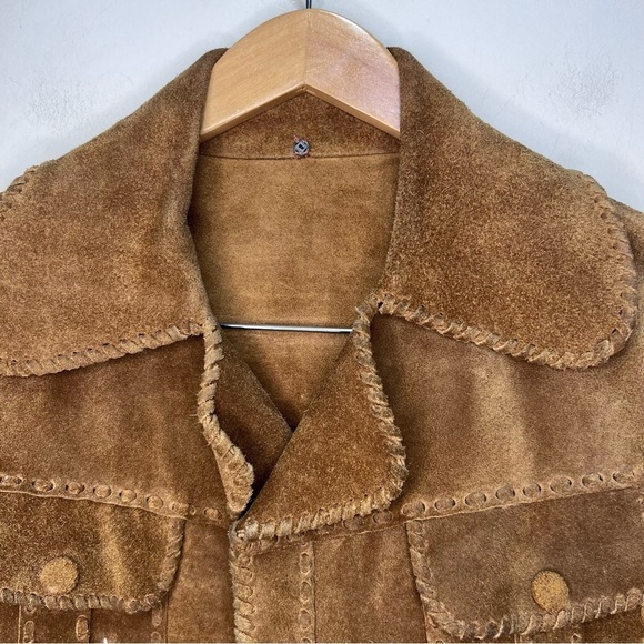 Vintage 60s 70s Handcrafted Leather Suede Jacket Size Small - Picture 6 of 16